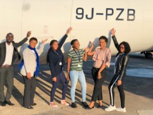Trained Proflight cabin crew with the airline's new Dash 8 aircraft.