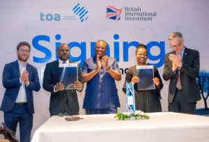 Euan Davidson, Sustainable Prosperity Team Leader, British High Commission Innocent Mushi, CEO, TOA Tanzania Hon. Nape Nnauye, Minister of Communication and Information Technology, Tanzania Sithembumenzi Vuma, Investment Director, British International Investment David Concar, British High Commissioner to Tanzania